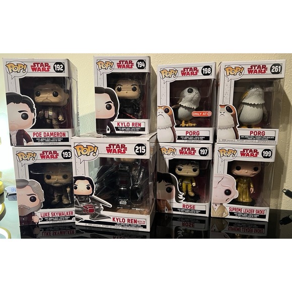 Lot Of 8 Star Wars Funko Pops 192 193 194 197 198 199 215 & 261 Last Jedi